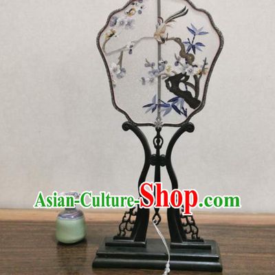 China Handmade Suzhou Embroidered Plum Blossom Fan Traditional Song Dynasty Silk Fans Hanfu Fan Classical Double Side Palace Fan