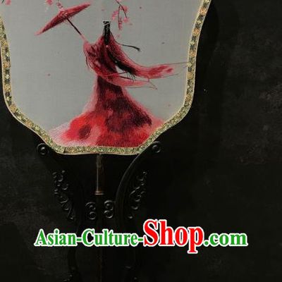 China Embroidered Palace Fan Handmade Double Side Silk Fan Ming Dynasty Court Fans Traditional Hanfu Fan