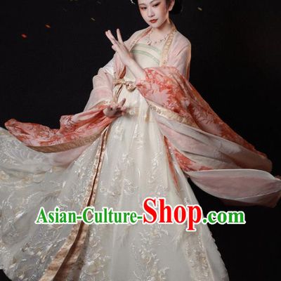 China Ancient Court Woman Hanfu Dress Garments Traditional Tang Dynasty Imperial Concubine Historical Clothing