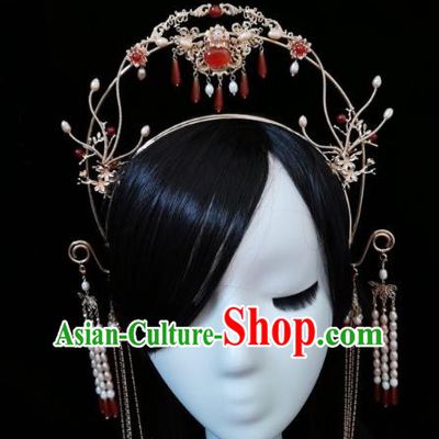 China Tang Dynasty Princess Golden Hair Crown Traditional Hanfu Hair Accessories Ancient Court Woman Tassel Hair Clasp