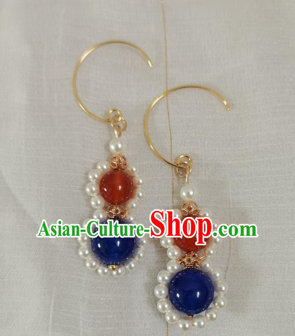 Handmade Chinese Traditional Ming Dynasty Empress Ear Accessories Ancient Court Woman Pearls Earrings Handmade Chinese Traditional Ming Dynasty Empress Ear Accessories Ancient Court Woman Pearls Earrings