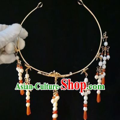 China Ming Dynasty Empress Tassel Hair Clasp Traditional Hanfu Golden Phoenix Hair Crown Ancient Queen Hair Accessories