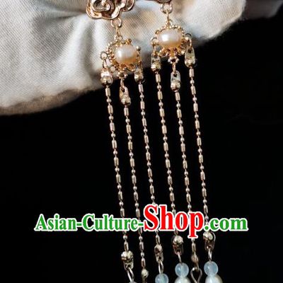 China Traditional Hanfu Tassel Hair Stick Ancient Court Lady Hair Accessories Ming Dynasty Princess Golden Cloud Hairpin