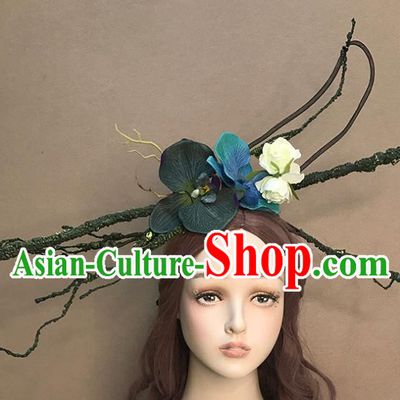 Top Catwalks Hair Clasp Cosplay Witch Hair Accessories Baroque Giant Hair Crown Stage Show Headdress