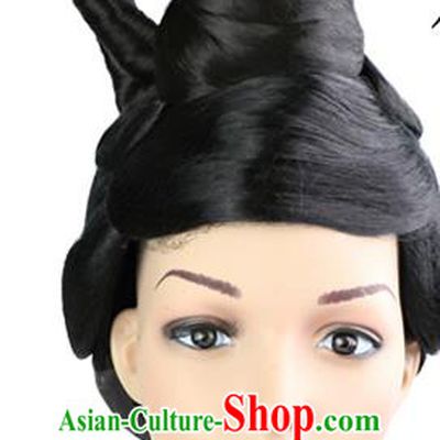 Chinese Classical Dance Hairpieces Tang Dynasty Court Woman Wigs Sheath Ancient Imperial Concubine Hair Chignon