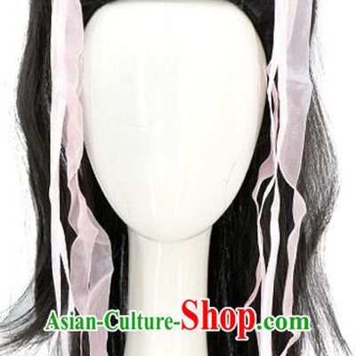 Chinese Ancient Swordswoman Guo Xiang Hair Chignon Classical Cosplay Fairy Hairpieces Song Dynasty Young Lady Wigs Sheath