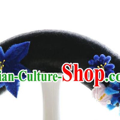 Chinese Drama Story of Yanxi Palace Hair Accessories Qing Dynasty Empress Wigs Sheath Ancient Manchu Queen Hair Chignon