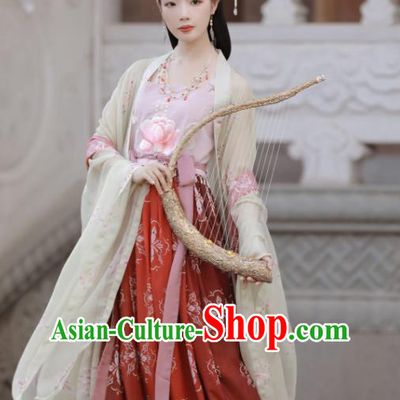 China Ancient Palace Woman Hanfu Dress Garments Traditional Tang Dynasty Imperial Consort Historical Clothing Complete Set