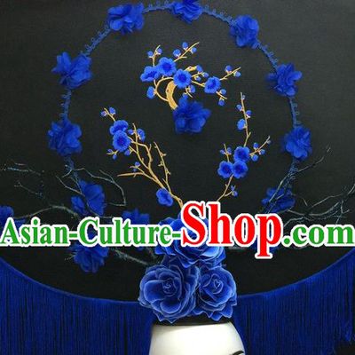 Chinese Handmade Fashion Show Giant Hair Crown Traditional Stage Court Embroidered Plum Top Hat Cheongsam Catwalks Deluxe Tassel Headwear