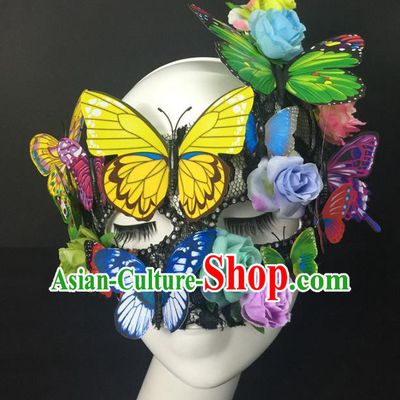 Handmade Rio Carnival Butterfly Flowers Face Mask Halloween Cosplay Show Mask Costume Party Blinder Headpiece