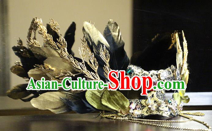 Handmade Gothic Feather Headpiece Brazil Carnival Mask Halloween Cosplay Face Mask Costume Party Blinder Handmade Gothic Feather Headpiece Brazil Carnival Mask Halloween Cosplay Face Mask Costume Party Blinder