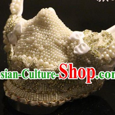 Handmade Halloween Cosplay Face Mask Costume Party Gothic Princess Skull Headpiece Brazil Carnival Pearls Mask