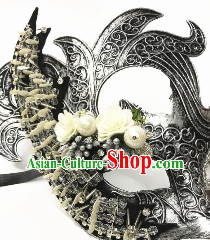 Handmade Brazil Carnival Argent Mask Halloween Cosplay Face Mask Costume Party Blinder Baroque Headpiece Handmade Brazil Carnival Argent Mask Halloween Cosplay Face Mask Costume Party Blinder Baroque Headpiece