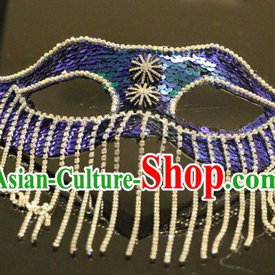 Handmade Halloween Cosplay Crystal Tassel Face Mask Costume Party Sequins Blinder Baroque Princess Headpiece Brazil Carnival Mask