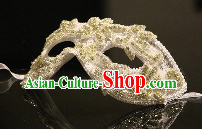 Handmade Halloween Cosplay Sequins Face Mask Costume Party Gothic Headpiece Brazil Carnival White Mask Handmade Halloween Cosplay Sequins Face Mask Costume Party Gothic Headpiece Brazil Carnival White Mask