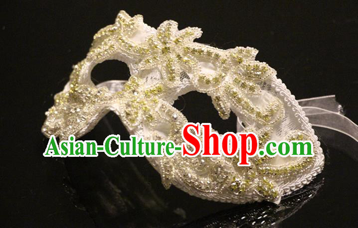 Handmade Halloween Cosplay Sequins Face Mask Costume Party Gothic Headpiece Brazil Carnival White Mask Handmade Halloween Cosplay Sequins Face Mask Costume Party Gothic Headpiece Brazil Carnival White Mask