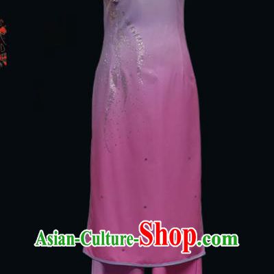 Top Chinese Woman Solo Dance Garment Costume Traditional Umbrella Dance Clothing Classical Dance Lilac Dress