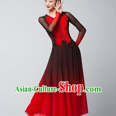 China Uygur Nationality Folk Dance Clothing Xinjiang Ethnic Stage Performance Garments Uyghur Dance Red Dress