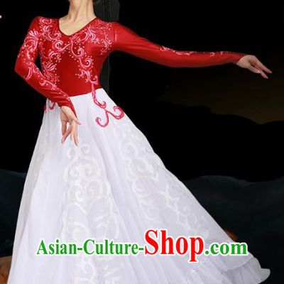 China Xinjiang Ethnic Stage Performance Garments Kazak Minority Folk Dance Dress Uygur Nationality Dance Clothing