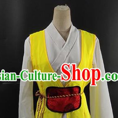 China Korean Nationality Stage Performance Clothing Ethnic Female Dance Garments Korea Minority Fan Dance Yellow Dress