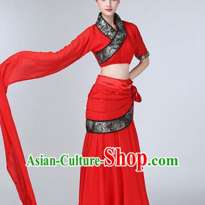 Top Chinese Woman Court Dance Garment Costume Traditional Hanfu Dance Stage Performance Clothing Classical Dance Red Dress