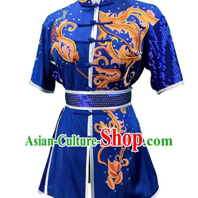 Chinese Kungfu Competition Clothing Kung Fu Training Garment Costumes Martial Arts Wushu Embroidered Red Sequins Outfits