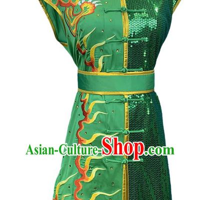 Top China Southern Boxing Green Uniforms Martial Arts Competition Clothing Kung Fu Embroidered Apparels Wushu Performance Garment Costumes