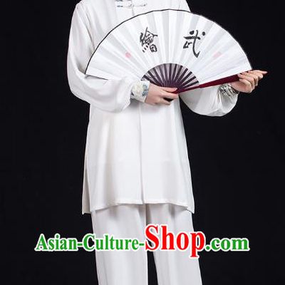 Chinese Martial Arts Competition White Outfits Tai Chi Performance Clothing Tai Ji Kung Fu Garment Costumes