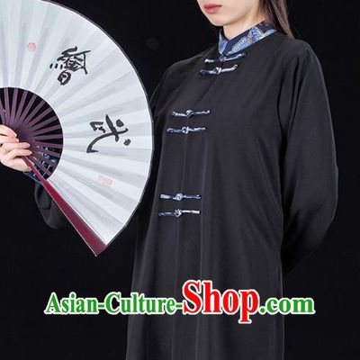 Chinese Tai Ji Kung Fu Garment Costumes Martial Arts Competition Black Outfits Tai Chi Performance Clothing