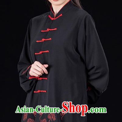 Chinese Martial Arts Competition Black Outfits Woman Tai Chi Performance Clothing Tai Ji Kung Fu Garment Costumes