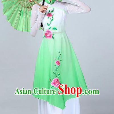 Top Chinese Classical Dance Green Dress Woman Umbrella Dance Garment Costume Traditional Fan Dance Performance Clothing