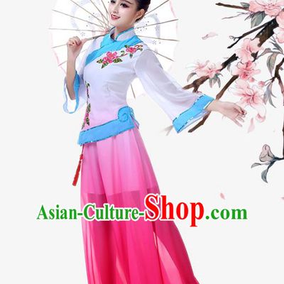 China Jiaozhou Yangko Performance Uniforms Fan Dance Garment Costume Female Umbrella Dance Clothing