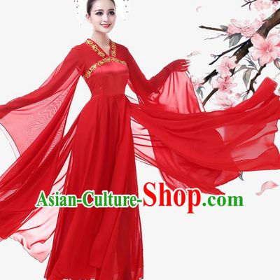 Top Chinese Traditional Fairy Dance Red Hanfu Dress Outfits Woman Stage Performance Clothing Classical Dance Garment Costume
