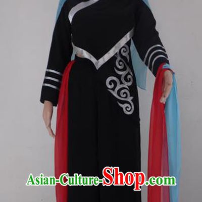 China Ningxia Minority Dance Black Outfits Ethnic Female Dance Garments Hui Nationality Stage Performance Clothing