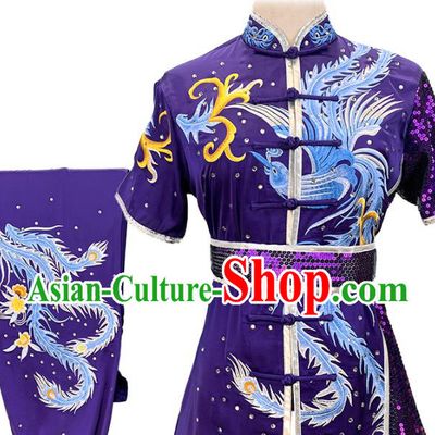 China Female Shadowboxing Clothing Martial Arts Purple Uniforms Wushu Kung Fu Competition Garment Costume