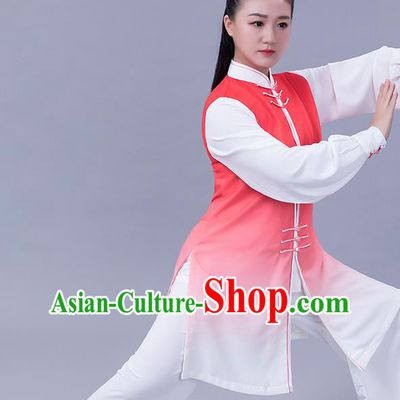 Chinese Tai Chi Chuan Performance Clothing Woman Tai Ji Training Garments Martial Arts Shadowboxing Competition Red Outfits