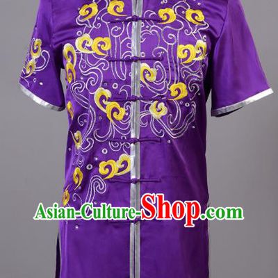 Top China Cudgel Play Performance Garment Costumes Southern Boxing Purple Uniforms Martial Arts Competition Clothing Kung Fu Embroidered Apparels