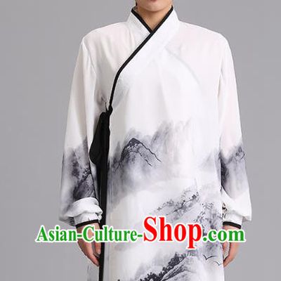 Chinese Tai Ji Ink Painting Outfits Tai Chi Performance Clothing Martial Arts Kung Fu Competition Garments