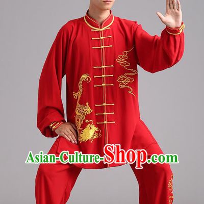 Chinese Tai Chi Kung Fu Performance Clothing Martial Arts Competition Garments Tai Ji Red Outfits for Men