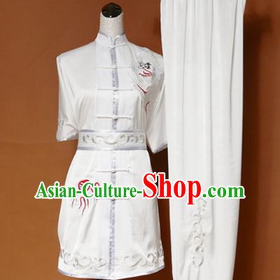 Chinese Tai Chi Performance White Suits Martial Arts Competition Embroidered Outfits Kung Fu Tai Ji Training Clothing