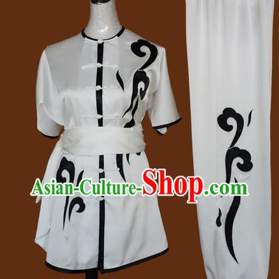 China Wushu Kung Fu White Uniforms Martial Arts Embroidered Clothing Nanquan Boxing Training Suits Tai Chi Garment Costumes
