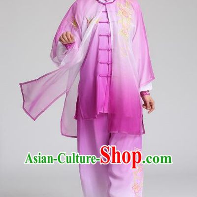 China Kung Fu Performance Purple Outfits Martial Arts Tai Ji Competition Suits Tai Chi Training Embroidered Clothing