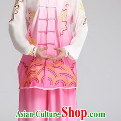 China Tai Chi Martial Arts Clothing Kung Fu Competition Outfits Tai Ji Training Embroidered Pink Suits