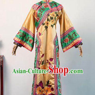 China Traditional Qing Dynasty Empress Garment Drama Empresses in the Palace Yellow Dress Ancient Court Manchu Female Clothing