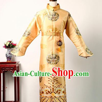 Chinese Story of Yanxi Palace Monarch Qianlong Golden Imperial Robe Qing Dynasty Prince Casual Costume Ancient Emperor Clothing