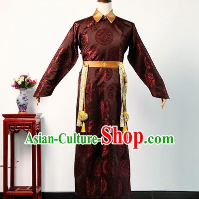Chinese Qing Dynasty Childe Casual Costume Ancient Prince Clothing TV Story of Yanxi Palace Fucha Fu Heng Brown Robe