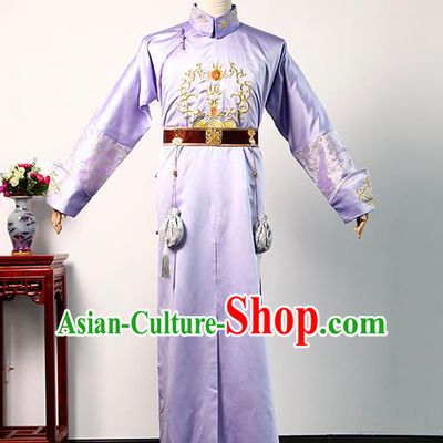Chinese Qing Dynasty Manchu Childe Costume Ancient Royal Prince Clothing TV Story of Yanxi Palace Young Qi Lilac Robe