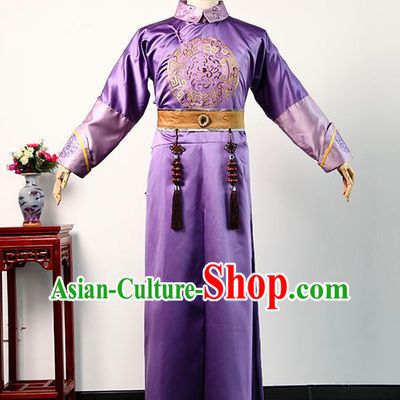 Chinese TV Story of Yanxi Palace Prince Purple Long Robe Qing Dynasty Noble Childe Costume Ancient Royal Highness Clothing