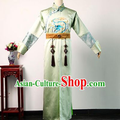 Chinese Ancient Royal Highness Clothing TV Story of Yanxi Palace Prince Light Green Long Robe Qing Dynasty Noble Childe Costume