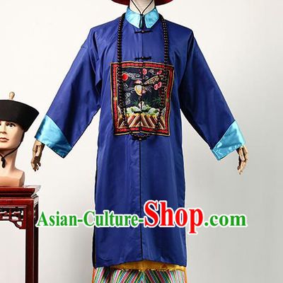 Chinese TV Empresses in the Palace Wen Shichu Blue Robe Qing Dynasty Imperial Physician Clothing Ancient Official Uniform